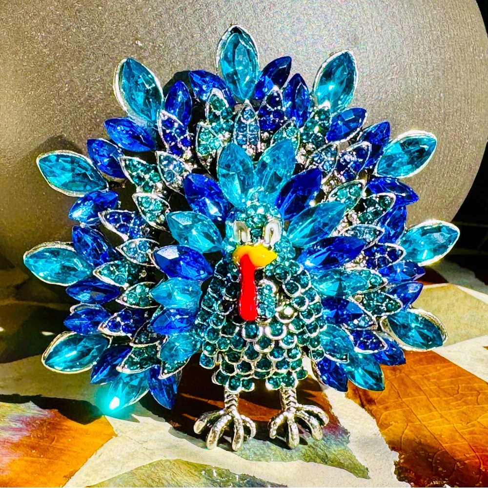 Turkey Brooch Large Turkey Pin Rhinestone Turkey  Brooch Pin